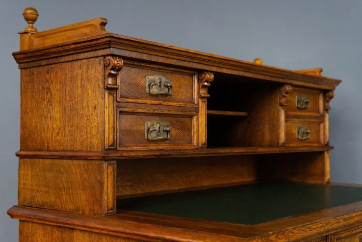 Pamono Antique Wilhelminian Oak Secretaire Desk Hot