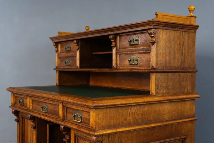 Pamono Antique Wilhelminian Oak Secretaire Desk Hot