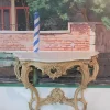 Pamono Antique Wood and White Marble Console Table Best