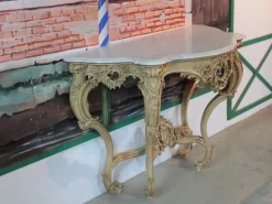 Pamono Antique Wood and White Marble Console Table Best