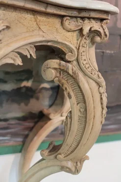Pamono Antique Wood and White Marble Console Table Best