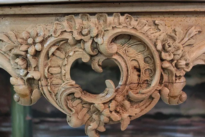 Pamono Antique Wood and White Marble Console Table Best