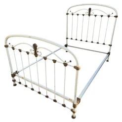 Pamono Antique Wrought Iron and White Brass Bed, 1900 Best