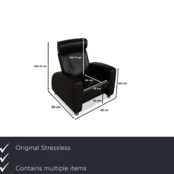 Pamono Arion 2-Seater Sofa and Armchair in Black Leather from Stressless, Set of 2 Clearance