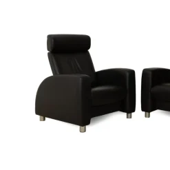 Pamono Arion 2-Seater Sofa and Armchair in Black Leather from Stressless, Set of 2 Clearance
