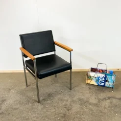 Pamono Armchair in Stainless Steel and Oak from Fröscher KG, 1970s Online