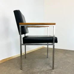Pamono Armchair in Stainless Steel and Oak from Fröscher KG, 1970s Online