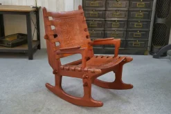 Pamono Armchair in Wood and Red Leather by Angel Pazmino, 1960s
