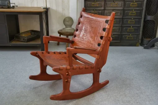 Pamono Armchair in Wood and Red Leather by Angel Pazmino, 1960s