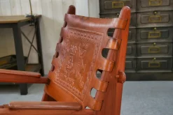 Pamono Armchair in Wood and Red Leather by Angel Pazmino, 1960s