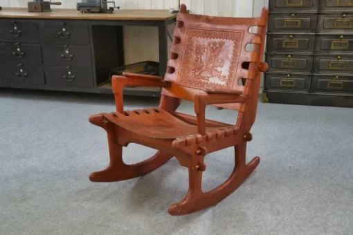 Pamono Armchair in Wood and Red Leather by Angel Pazmino, 1960s