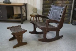 Pamono Armchair with Ottoman in Wood and Brown Leather by Angel Pazmino, 1960s, Set of 2 Clearance