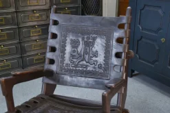 Pamono Armchair with Ottoman in Wood and Brown Leather by Angel Pazmino, 1960s, Set of 2 Clearance