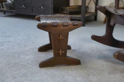 Pamono Armchair with Ottoman in Wood and Brown Leather by Angel Pazmino, 1960s, Set of 2 Clearance