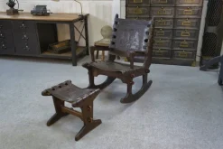 Pamono Armchair with Ottoman in Wood and Brown Leather by Angel Pazmino, 1960s, Set of 2 Clearance
