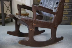 Pamono Armchair with Ottoman in Wood and Brown Leather by Angel Pazmino, 1960s, Set of 2 Clearance