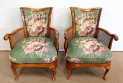 Pamono Armchairs and Chippendale Table in Solid Beech, 1950s, Set of 3 Best