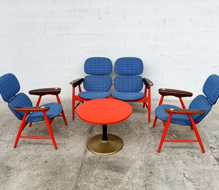 Pamono Armchairs, Sofa and Coffee Table by Marco Zanuso for Poltronova, 1960s, Set of 4 Outlet