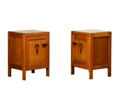 Pamono Art Deco Amsterdam School Nightstands in Oak and Glass, 1930s, Set of 2 Sale