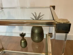 Pamono Art Deco Bar Trolley in Gold and Glass by Pierre Vandel, 1970s Clearance