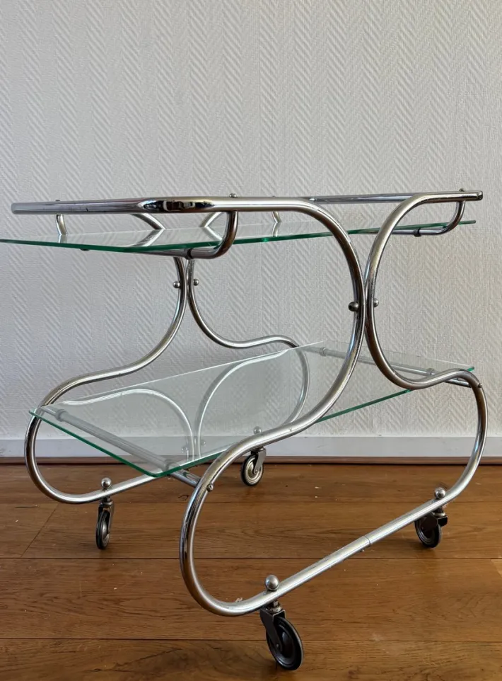 Pamono Art Deco Bauhaus Chromed Bar Cart by Willem Hendrik Gispen Online