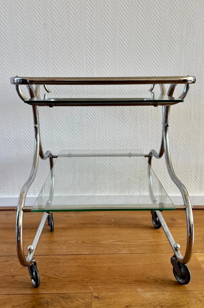 Pamono Art Deco Bauhaus Chromed Bar Cart by Willem Hendrik Gispen Online