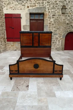 Pamono Art Deco Bed in Carved Wood, 1920 Discount