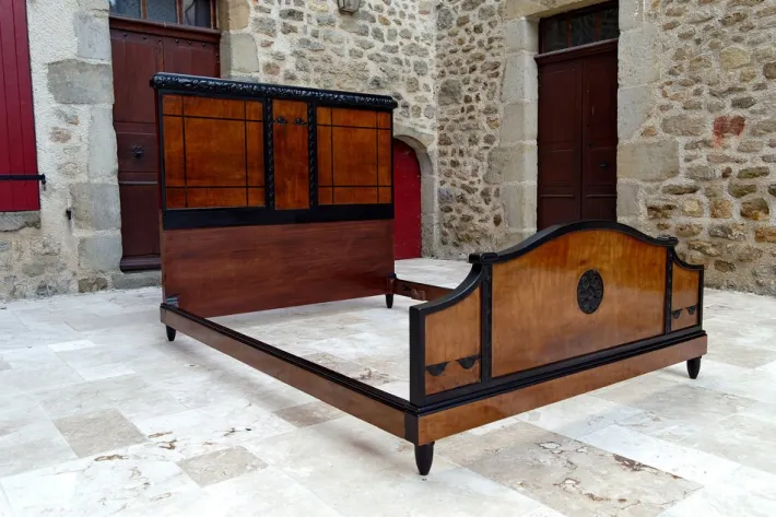 Pamono Art Deco Bed in Carved Wood, 1920 Discount