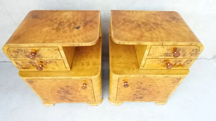 Pamono Art Deco Bedside Tables by Jindřich Halabala for Up Závody, 1950s, Set of 2 Discount