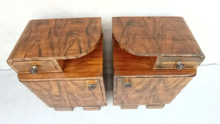 Pamono Art Deco Bedside Tables by Jindrich Halabala, 1940s, Set of 2 Clearance