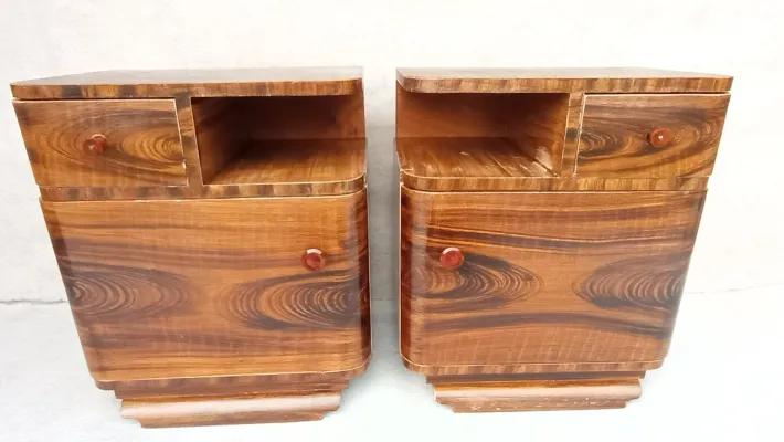 Pamono Art Deco Bedside Tables by Jindrich Halabala for Up Závody, 1940s, Set of 2