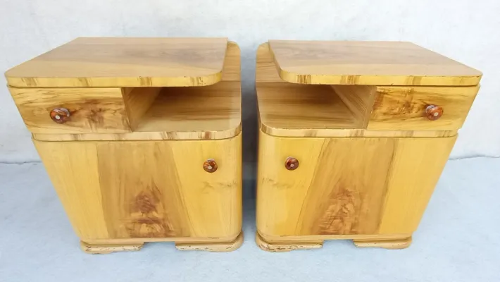 Pamono Art Deco Bedside Tables by Jindřich Halabala for Up Závody, 1950s, Set of 2 Clearance