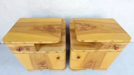 Pamono Art Deco Bedside Tables by Jindřich Halabala for Up Závody, 1950s, Set of 2 Clearance