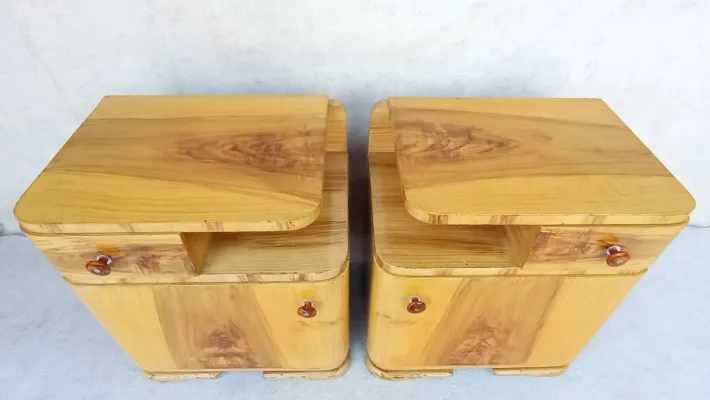 Pamono Art Deco Bedside Tables by Jindřich Halabala for Up Závody, 1950s, Set of 2 Clearance