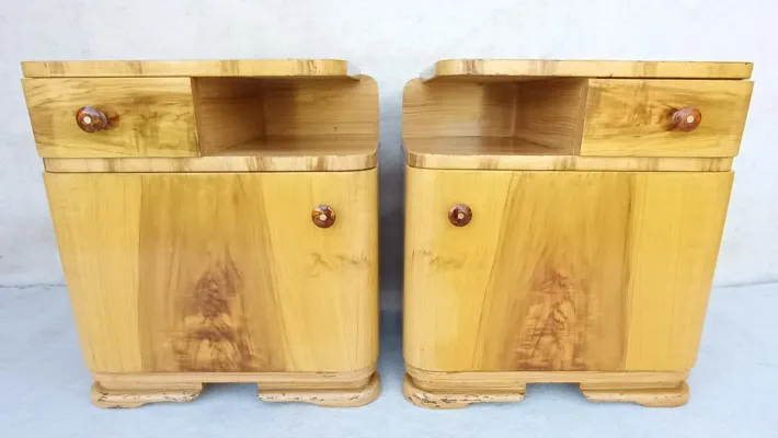 Pamono Art Deco Bedside Tables by Jindřich Halabala for Up Závody, 1950s, Set of 2 Clearance