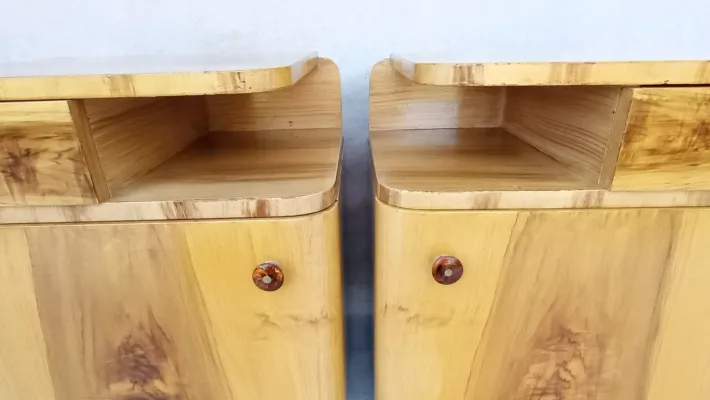 Pamono Art Deco Bedside Tables by Jindřich Halabala for Up Závody, 1950s, Set of 2 Clearance