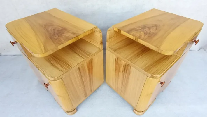 Pamono Art Deco Bedside Tables by Jindřich Halabala for Up Závody, 1950s, Set of 2 Clearance