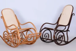 Pamono Art Deco Beech Rocking Chair with Footrest attributed to Thonet, Czech, 1920s Best