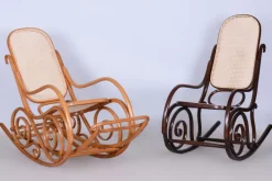 Pamono Art Deco Beech Rocking Chair with Footrest attributed to Thonet, Czech, 1920s Best
