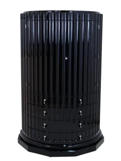 Pamono Art Deco Black Lacquer Half Moon Office Secretary, 1950s Hot