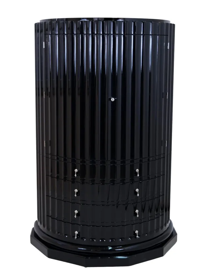 Pamono Art Deco Black Lacquer Half Moon Office Secretary, 1950s Hot