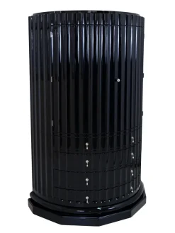 Pamono Art Deco Black Lacquer Half Moon Office Secretary, 1950s Hot