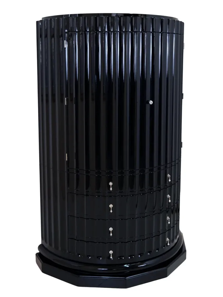 Pamono Art Deco Black Lacquer Half Moon Office Secretary, 1950s Hot