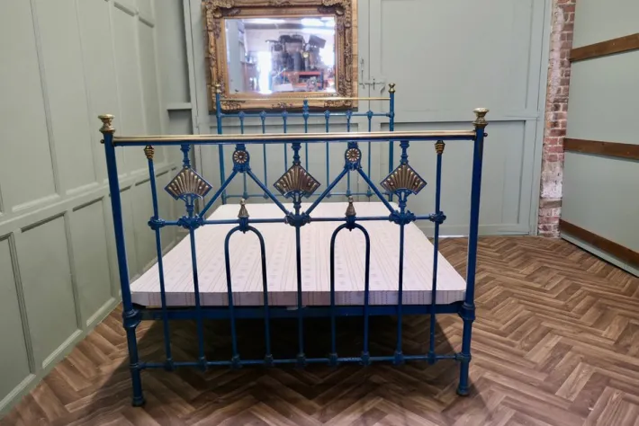 Pamono Art Deco Brass and Iron Painted Double Bed, 1900s Discount