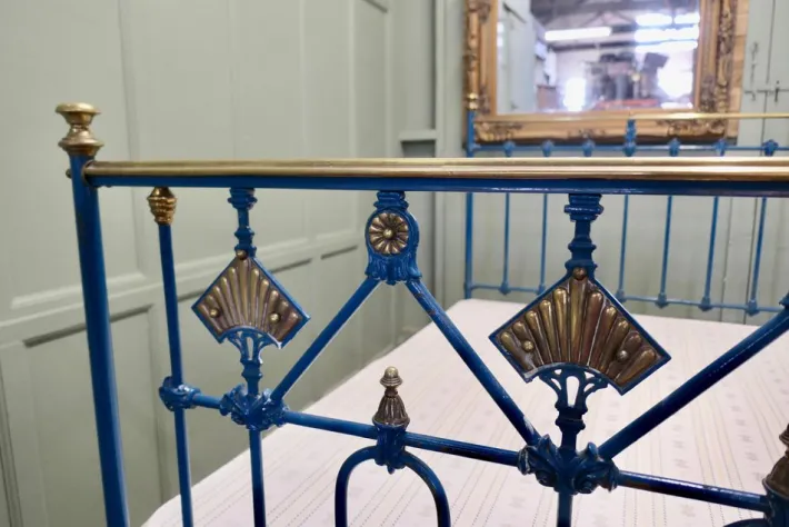 Pamono Art Deco Brass and Iron Painted Double Bed, 1900s Discount