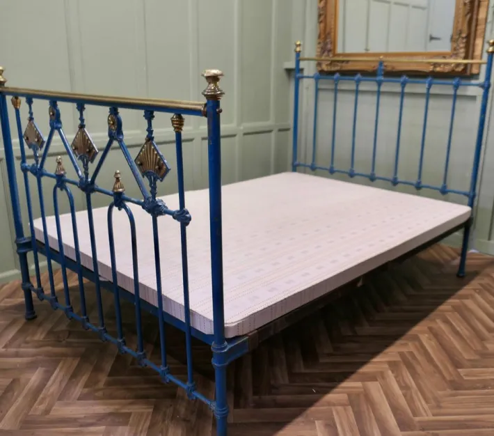 Pamono Art Deco Brass and Iron Painted Double Bed, 1900s Discount