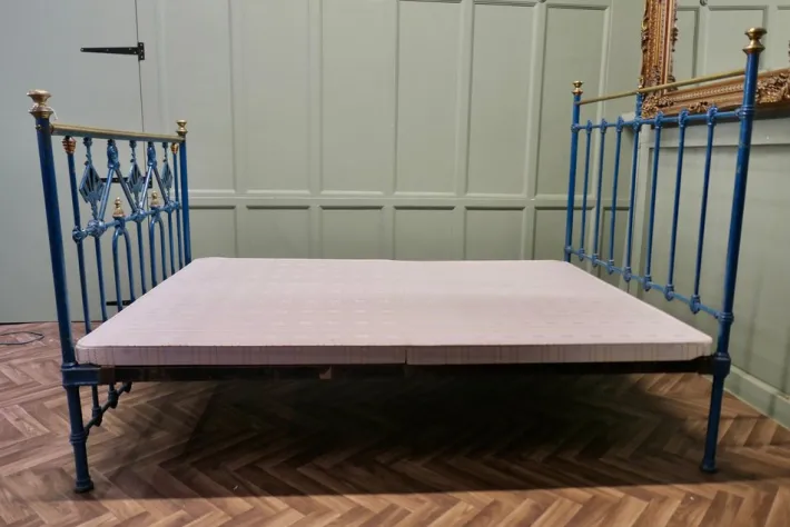 Pamono Art Deco Brass and Iron Painted Double Bed, 1900s Discount