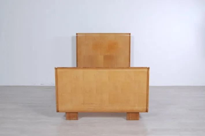 Pamono Art Deco Burl Single Bed Frame, 1930s New