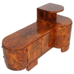 Pamono Art Deco Burl Walnut Sculptural Entry Cabinet by Osvaldo Borsani, 1930s