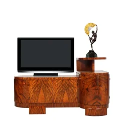 Pamono Art Deco Burl Walnut Sculptural Entry Cabinet by Osvaldo Borsani, 1930s